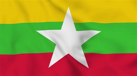 Republic Of The Union Of Myanmar Realistic Waving Flag Smooth Seamless