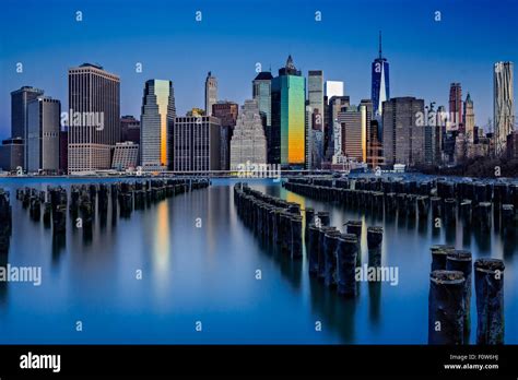 The Sun Rises At The New York City Skyline Stock Photo Alamy