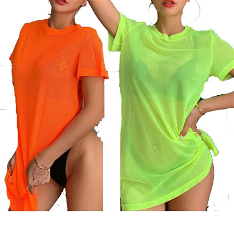 Women S Sheer Bikini Cover Up Swimwear Swim Bathing Suit Summer Beach Mini Dress Walmart