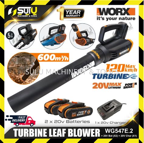 Worx 20v Power Share Turbine Cordless Two Speed Leaf Blower 52 Off