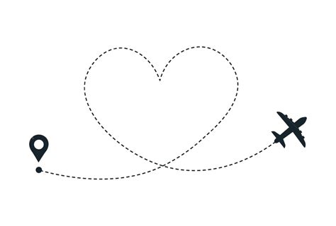 Love Plane Route Airplane Heart Line Path Track Element Plane Vector