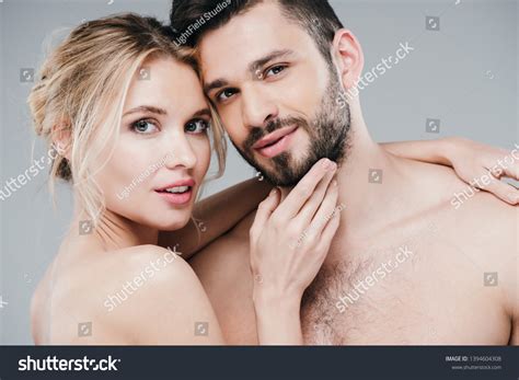 Happy Nude Woman Touching Face Handsome Stock Photo Shutterstock