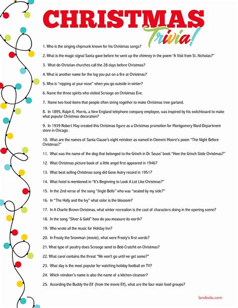 Printable Christmas Trivia Questions And Answers