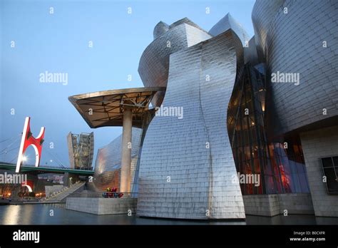 Guggenheim Art Museum With Puente De La Salve Bridge Bilbao Pais