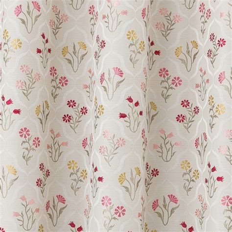 Fleur Floral Jacquard Pink Eyelet Curtains | Dunelm