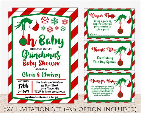 Grinch Baby Shower Invitation Set, Grinchmas Baby Shower Invite, Grinch ...