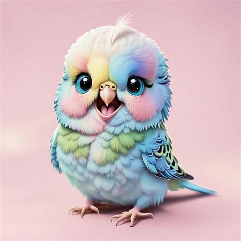 Chibi Budgie Pastel Colors Happy Smiling Ai Generated Artwork