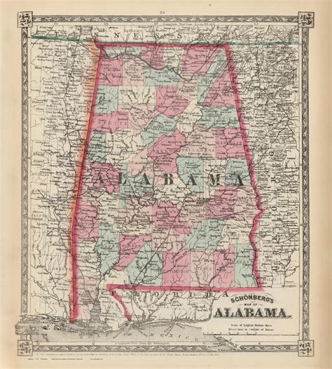 Alabama 1867 Old State Map Counties Major Roads Railroads - Etsy