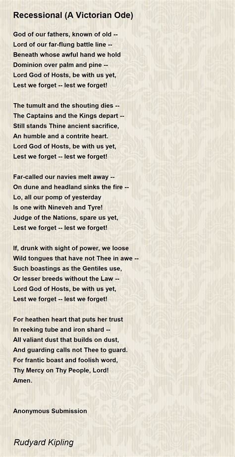 Recessional A Victorian Ode Poem By Rudyard Kipling Poem Hunter