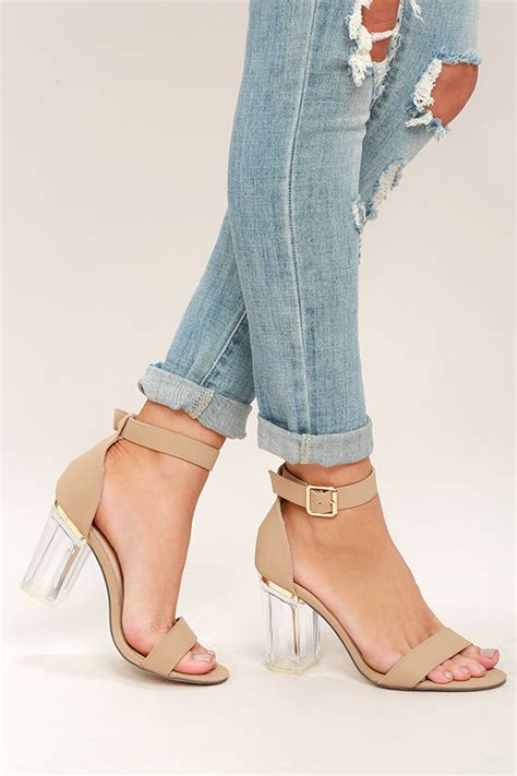Chic Nude Heels Lucite Heels Block Heels Vegan Leather Heels 31 00 Lulus