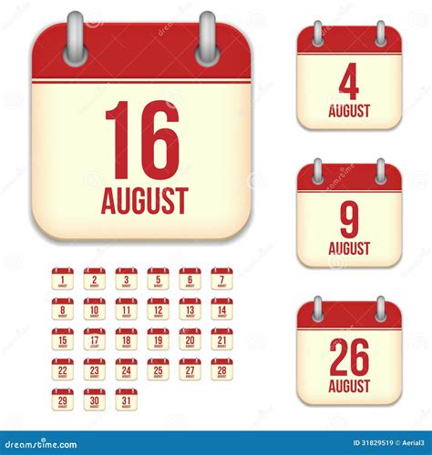 Iconos Del Calendario Del Vector De Agosto Ilustraci N Del Vector