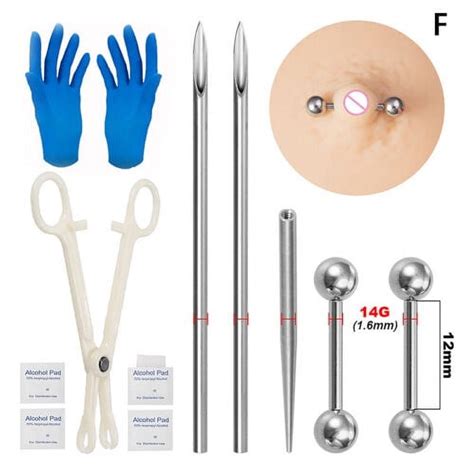 Body Piercing Kit Surgical Steel Threaded Taper Pin Needles Lip Nose