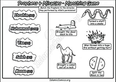 Prophets and Miracles – Islamic Matching Game – Islamic Comics