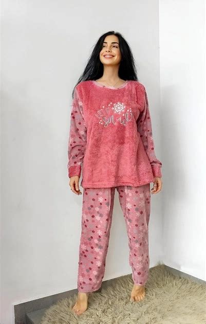 Пижама женская большого размера велсофт турецкая SNC 6122 5XL розовая ...
