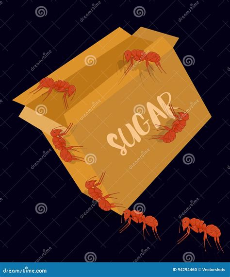 Ants Carrying Sugar. Cartoon Vector | CartoonDealer.com #88390795