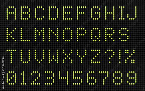 Led Dot Matrix Display Letters And Numbers Stock Vector Adobe Stock