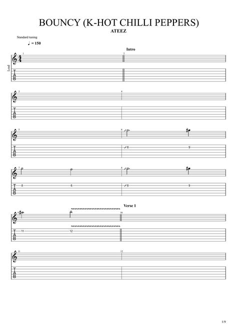 ATEEZ BOUNCY K HOT CHILLI PEPPERS 樂譜 單線譜 by Rob Ethereal