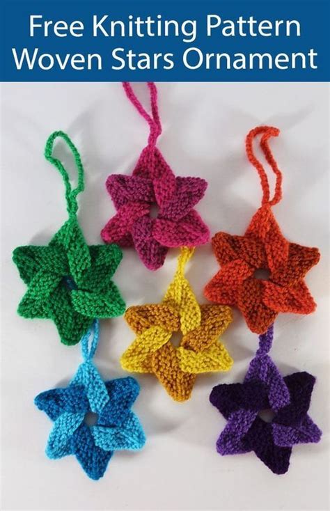 Star Ornament Free Knitting Pattern Woven Stars Knitting Christmas