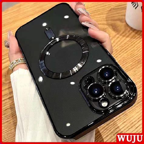 WUJU Plating Luxury Wireless Charging Transparent Magnetic Phone Case ...