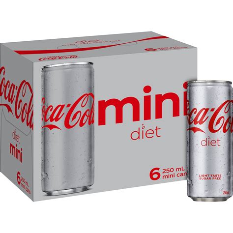 Coca - Cola Diet Soft Drink Mini Cans 250ml X 6 Pack | Woolworths