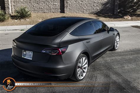 Tesla Model 3 Matte Black With Carbon Fiber Chrome Delete — Incognito Wraps