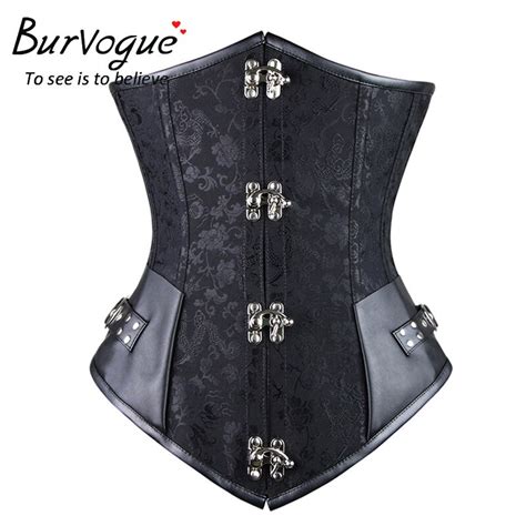 Verkaufs Burvogue Steampunk Korsett Braun Schwarz Stahl Knochen