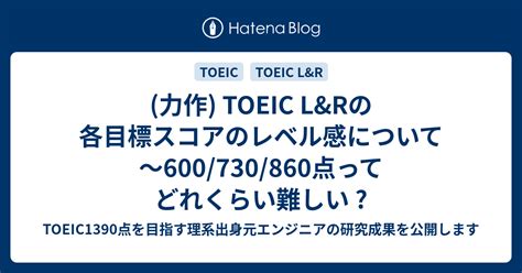 力作 Toeic Landrの各目標スコアのレベル感について ～600730860点ってどれくらい難しい Toeic1390点を