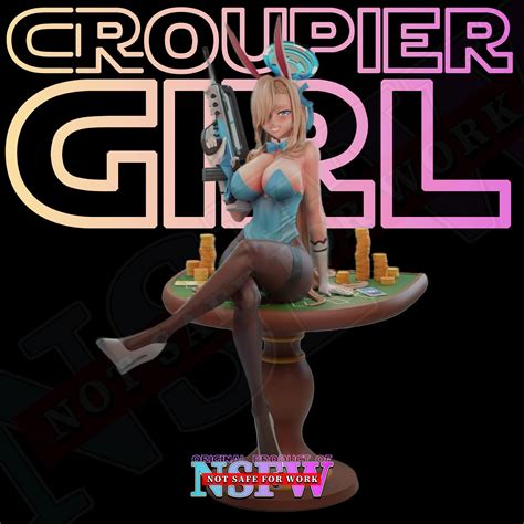 NSFW Croupier Girl Figure STL Model For 3D Printing Sexy Naked Nude Female Croupier STL Gambit