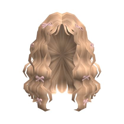 Curly Blonde Hair With Cute Pink Ribbons Roblox