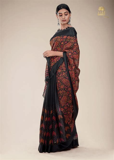 Classic Black Woven Linen Jamewar Saree Zaribanaras Global