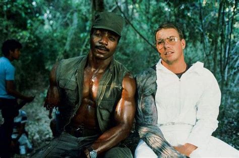 Carl Weathers And Jean Claude Van Damme On The Set Of The Film