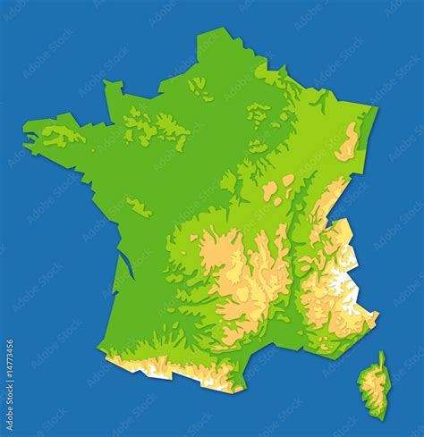 carte du relief de la france france map stock vector adobe stock
