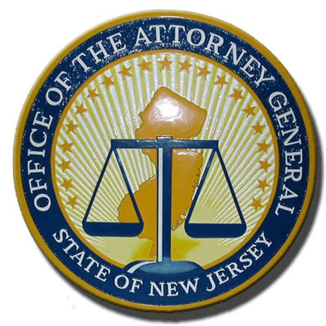 New Jersey Attorney General's Office Seal Wooden Plaque