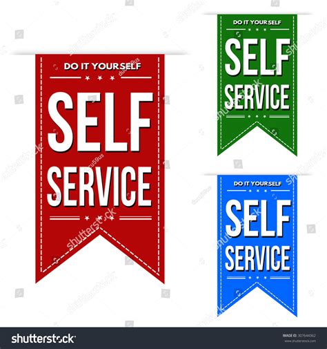 Self Service Banner Design Set Over Stock Vector (Royalty Free) 307644362