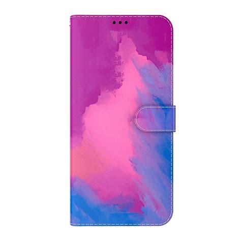 For Infinix Hot I Watercolor Pattern Flip Leather Phone Case Purple Red Alexnld
