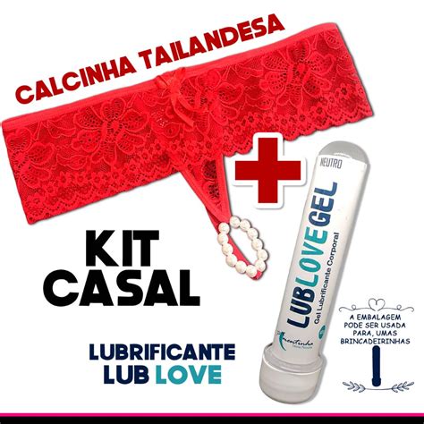 Kit Para Casal Lubrificante Neutro E Calcinha Tailandesa Estimuladora Perolas Renda Sex Shop