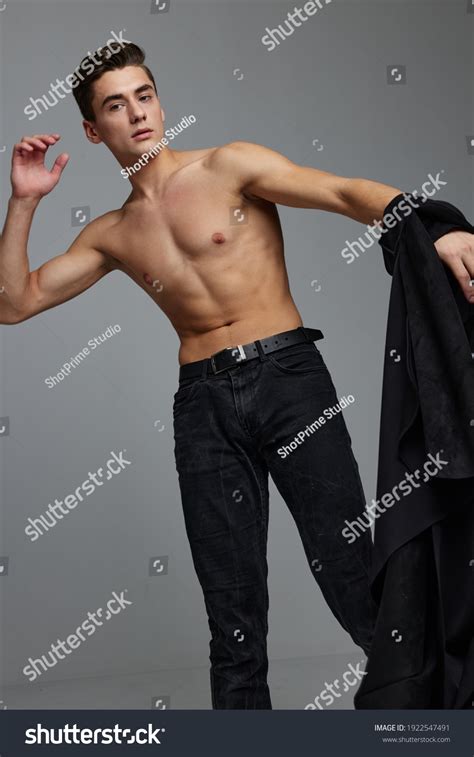 Handsome Man Nude Torso Black Shirt Stock Photo 1922547491 Shutterstock