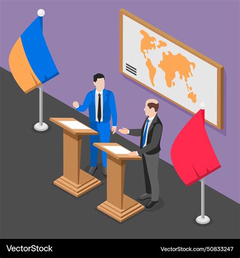 Diplomacy and diplomat isometric concept Vector Image