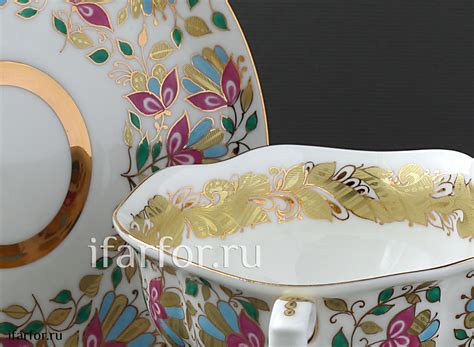 Чашка с блюдцем чайная Розовые цветы Наташа | Императорский фарфор ...