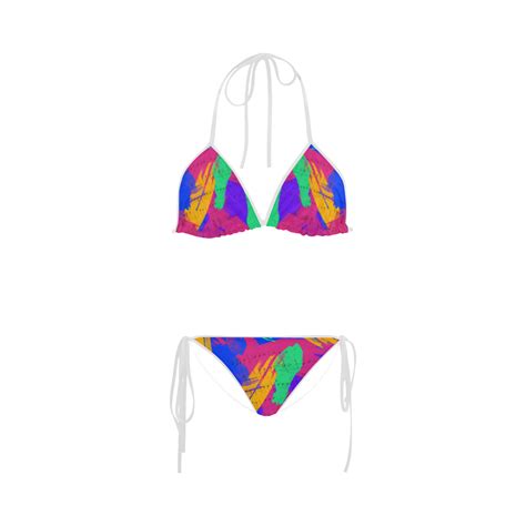 Groovy Paint Brush Strokes With Music Notes Custom Bikini Swimsuit ID D