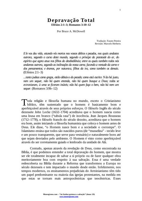 Pdf Deprava O Total Monergismoblia Que Podemos Entender A Total