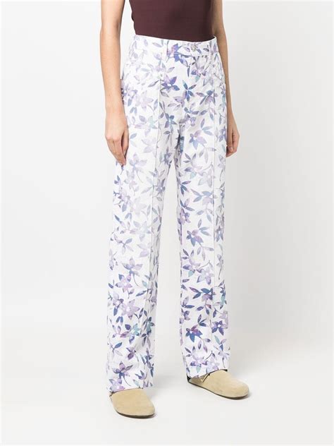 Isabel Marant Floral Print Straight Leg Trousers Farfetch