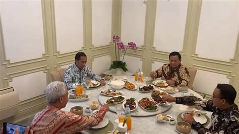 Undang Prabowo Ganjar Anies Makan Siang Jokowi Suguhkan Lontong