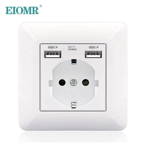 5 шт. EIOMR настенная USB-розетка 5 В 2,1 А, ЕС, Франция, электрическая ...