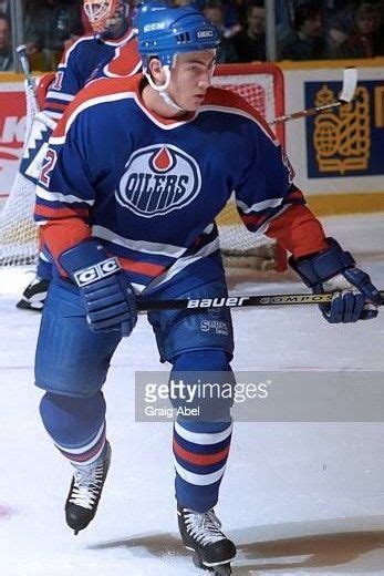 The Edmonton Oilers Goalie In Action During An Ice Hockey Game