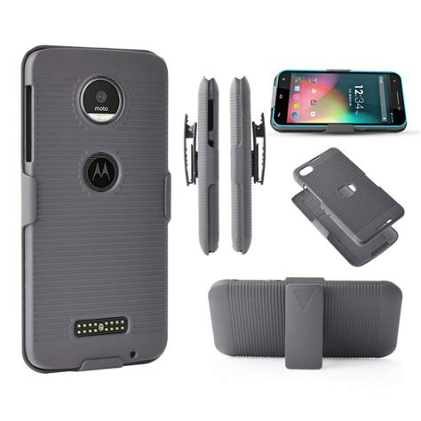 For Motorola Moto Z Droid Case Heavy Duty Shock Absorption Kickstand Armor Case With Belt Swivel