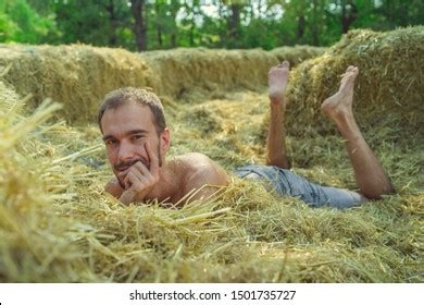 Portrait Handsome Man Beard Naked Torso Stock Photo