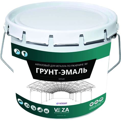 Акриловая грунт-эмаль для металла по ржавчине 3 в 1 Veza 10АК151 ...