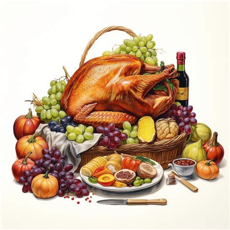 Premium Photo Colored Pencil Sketched Oil Painting Thanksgiving