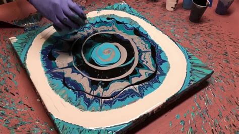 Acrylic Fluid Pour Painting Extreme Spinning Technique Lots Of Cells